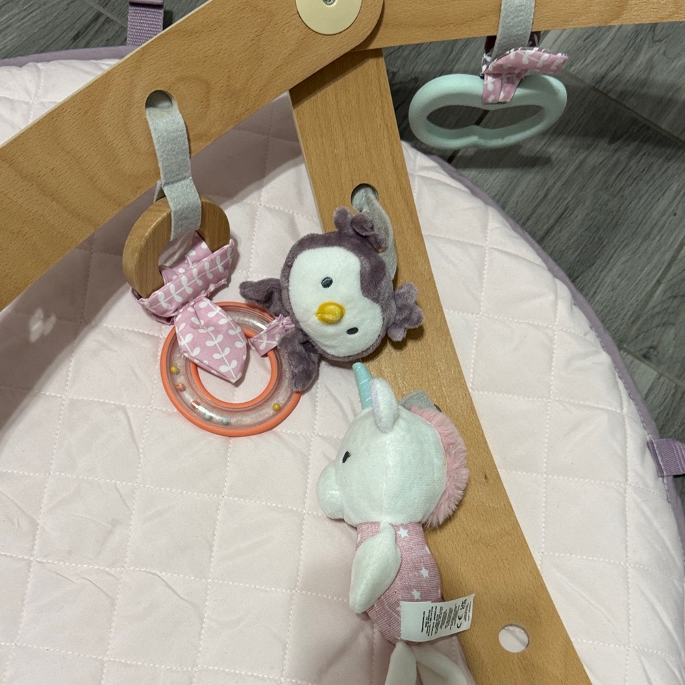 Plush Baby Play Gym - Pink and Gray Developmental Activity Mat - Picture 2 of 4